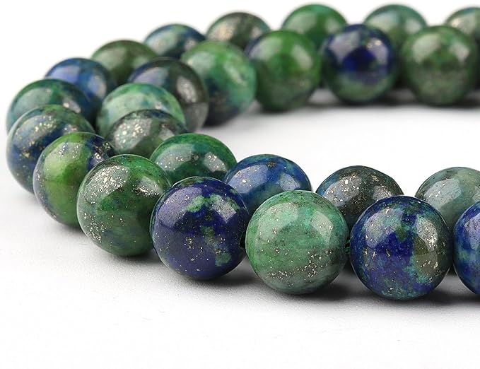 Natural Stone Beads Gemstone Beads for Jewelry Making - Crystal Beads for Bracelets, 10mm Jasper Beads Round Loose Beads(34-37pcs, 10mm, Chrysocolla)