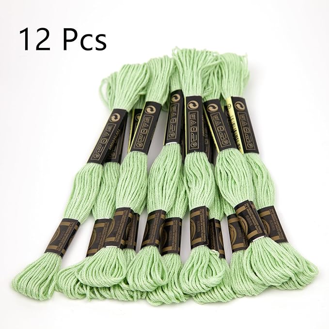 12 Skeins Embroidery Cotton Floss is 100% Egyptian Long Fiber Cotton of 8.75yds Each Cottons Cross Stitch Thread for Hand Embroidery DIY Creation and Friendship Bracelet String. (12, Light Pink)