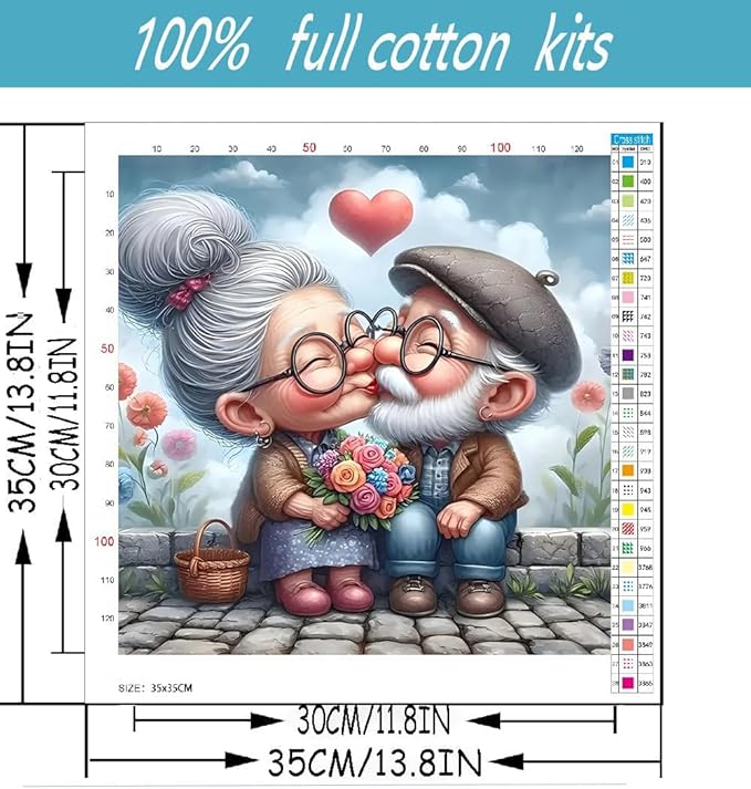 Grandparents Stamped Cross Stitch Kits for Beginners Adults, Dimensions Needlepoint Art Crafts,Counted Cross Stitch Kits Embroidery Kits for Beginners Adults for Home Decor 13.8X13.8inch