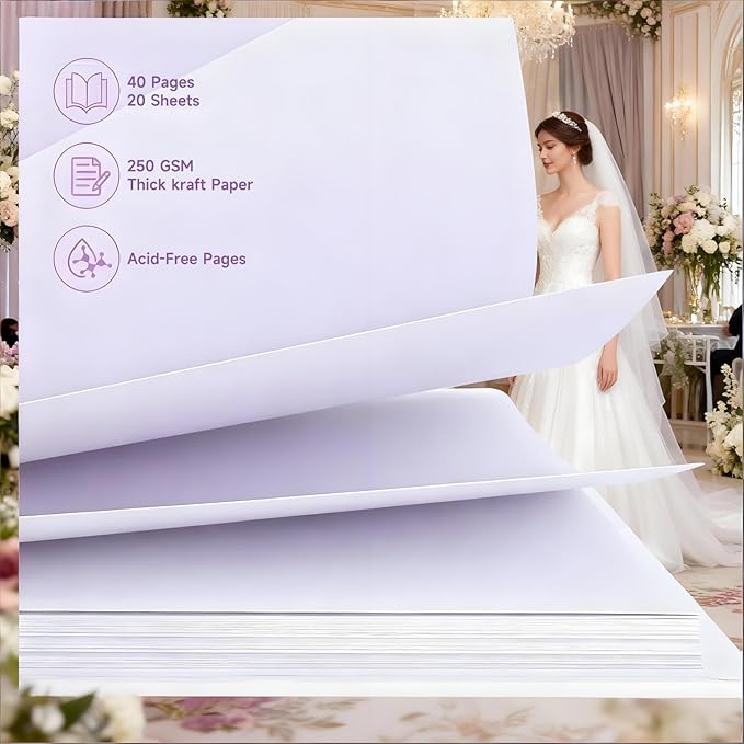 Wukfuiui Letters to The Bride Scrapbook 8 x 8 Inch Wedding Photo Album Kit DIY Guest Book for Bride with Metallic Pens Pearl Stickers Bows Memory Book with Thick Paper for Letters, Bridal Shower Gifts