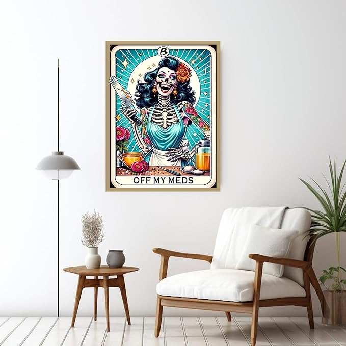 CHWGLFGG 5D Diamond Art Kits for Adults Beginners, Skull Skeleton Chef Diamond Painting Kits, DIY Full Round Drill Paint by Diamonds Dot Gem Art for Adults, Home Wall Decor 12x 16 Inch
