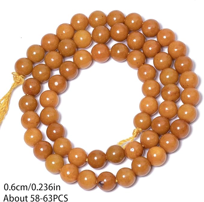 Stone Beads, 60pcs Warm Brown Jasper, 6mm Round Loose Beads for Jewelry Making, Bracelets, with Bag, String & Card