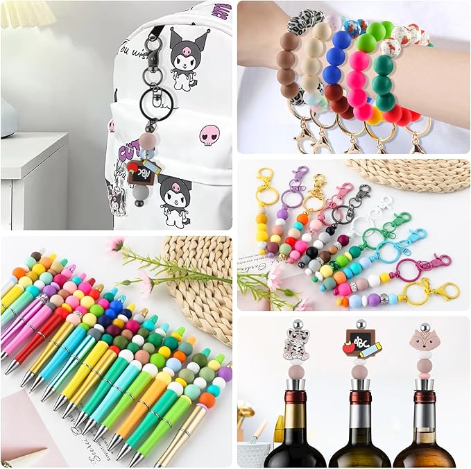150Pcs 15mm Silicone Beads for Keychain Making Bracelet Necklace, Bulk Round Silicone Beads for Pens(Rose Brown)