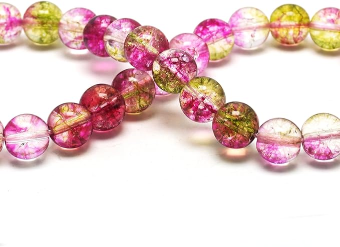 Crystal Round Beads for Jewelry Making - 6mm Glass Craft Beads for Bracelets(58-62pcs, Watermelon Crystal)