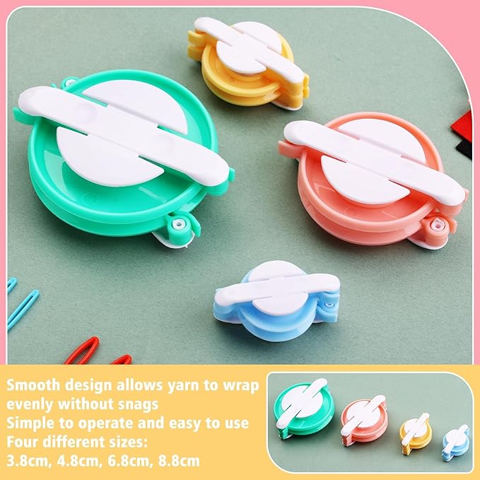 FTEVEN 41Pcs Pom Pom Maker Kit, 8 Size Pompom Maker Tools Set with Warped Head Scissor and Instruction, Used for Fluff Ball Weave DIY Crochet Knitting, Pom Pom Maker for Yarn Knitting Craft Project