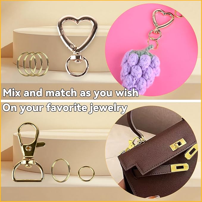 Prdingfy 579PCS Keychain Making Kit, Key Chain Supplies Including Keychain Clip, Key Rings, Lobster Claw Clasps, Jump Rings, Extender Chain,Pliers for Key Chain Making and Jewelry Making(Gold)