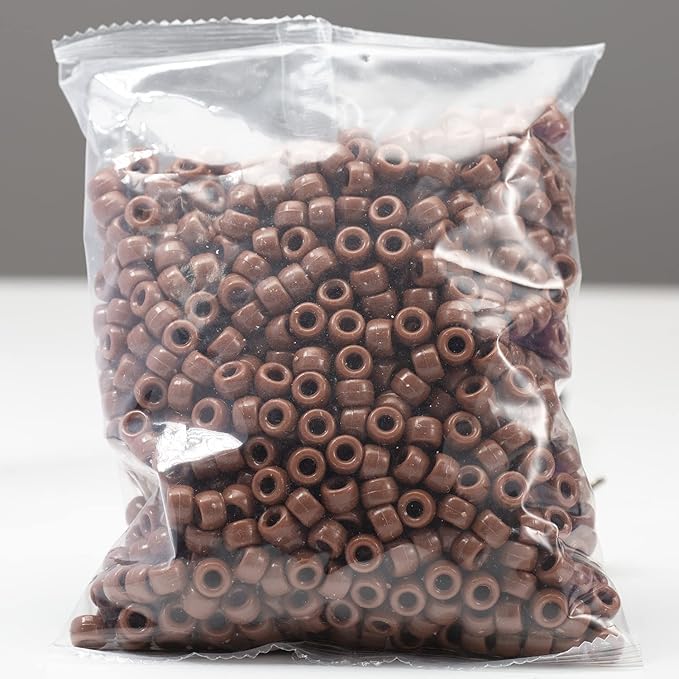 Gxueshan 1000 Pcs Acrylic Brownish Red Pony Beads Friendship Beads 6x9mm Bulk for Bracelet Necklace Jewelry Making Earring Hair Braiding Kandi Beads