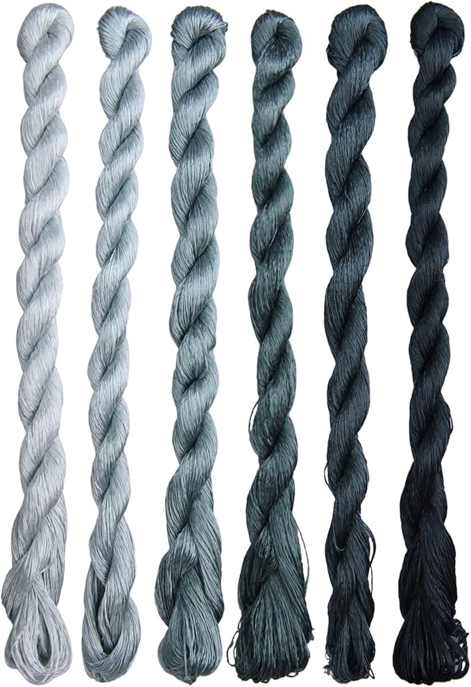 Natural 100% Silk Thread, Handmade Embroidery Thread Silk Floss 6 Colors 110m Each (79)