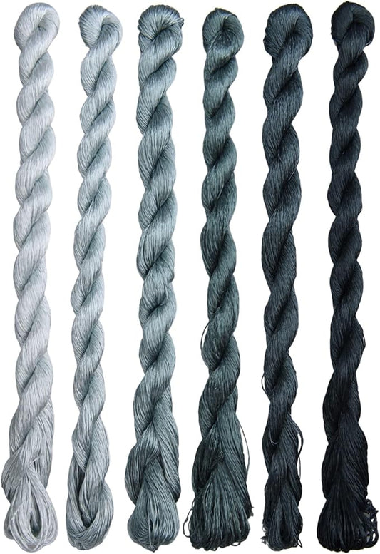 Natural 100% Silk Thread, Handmade Embroidery Thread Silk Floss 6 Colors 110m Each (79)