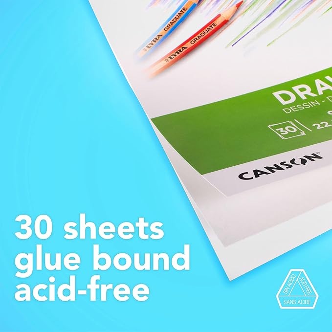 Canson Graduate Drawing Pad, Foldover, 9x12 inch, 30 Sheets | Artist Paper for Adults and Students - Drawing, Sketching and Art Journaling