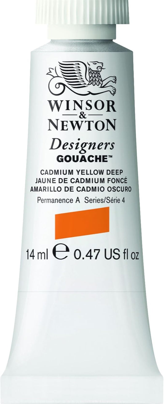 Winsor & Newton Designer's Gouache, 14 ml (0.47oz) tube, Cadmium Yellow Deep