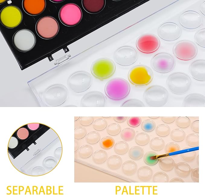 Artecho 48 Colors Watercolor Paint Set with 10 Paint Brushes, A5 Watercolor Paper Pad and 2 Watercolor Pens, Washable Water Colors Paint Adult Set