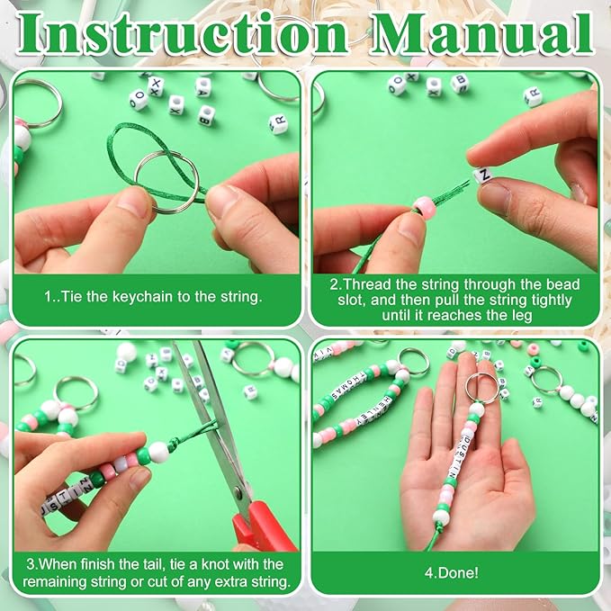 Landical 564 Pcs Golf Keychain Making Kit DIY Basketball Bead Keychain Set Craft Adjustable Sport Letter Bead Sport Theme Party Favor Gift Backpack Accessories Holiday Decoration(Pale Color)