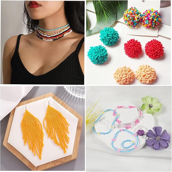 38500 Pcs 2mm Glass Seed Beads Jewelry Making Kit - 260 Alphabet Letter Beads, 48 Colors | Complete DIY Set with Elastic String, Charms & Jump Rings for Bracelets, Crafts & Handmade Art