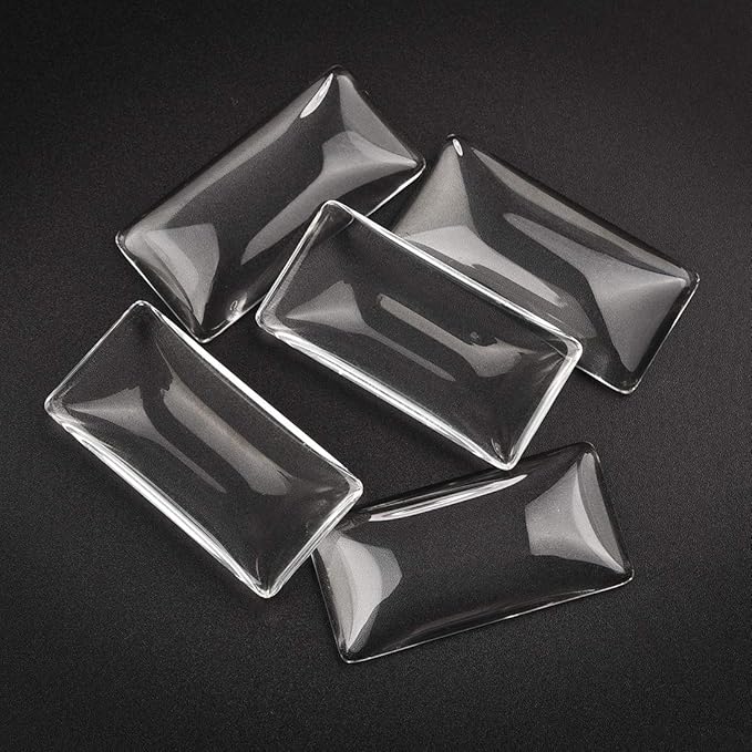 DROLE 30Pcs Large Pendant Trays Kit-15Pcs Cabochon Bezel Trays with 15Pcs Rectangle Glass Dome Tiles for Jewelry Making 25×50mm White K