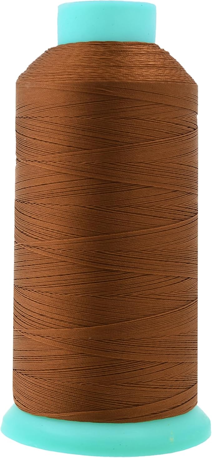 Mandala Crafts Size 69 210D T70 Bonded Nylon Thread - Bourbon Brown 1500 YDs Tex 70 Heavy Duty Sewing Threads for Leather, Jeans, Weaving, Outdoor Marine Upholstery