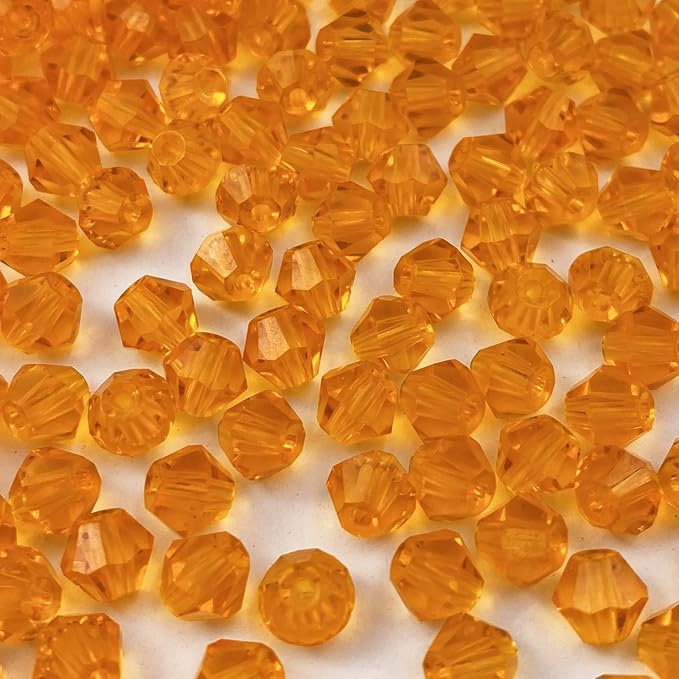 600pcs Bicone Crystal Beads 3mm Crystal Glass Faceted Beads for Necklace Bracelet Earrings DIY Jewelry Crafts Making Supplies(Orange)