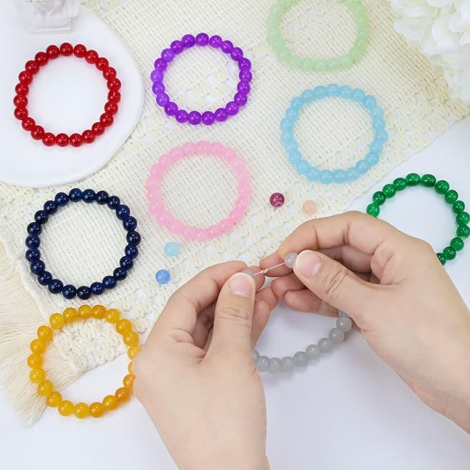 500Pcs Purple Round Glass Beads 8mm for Bracelets and DIY Crafts, Glass Crystal Beads for Bracelet Making Kits Earring Necklaces(Purple)