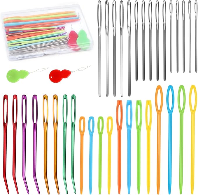 Bupete 40 Pcs Yarn Needles Set, Darning Needles for Yarn, Tapestry Needles for Yarn, Plastic Sewing Needles, Crochet Needles for Yarn, Plastic Large Eye Sewing Needles for Sewing Knitting Crochet