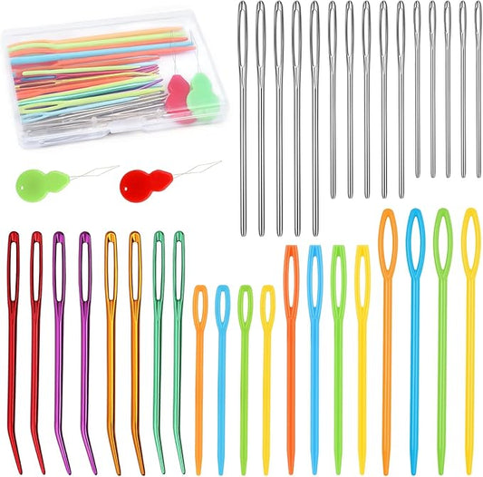 Bupete 40 Pcs Yarn Needles Set, Darning Needles for Yarn, Tapestry Needles for Yarn, Plastic Sewing Needles, Crochet Needles for Yarn, Plastic Large Eye Sewing Needles for Sewing Knitting Crochet