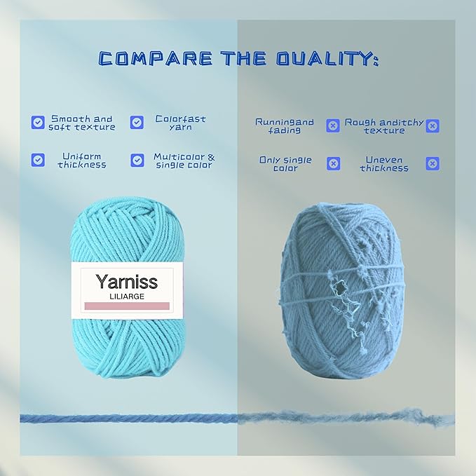 yarniss crochet kits with yarn,1120 yards soft crochet skeins, 12 size ergonomic crochet hooks with portable crochet bag,black
