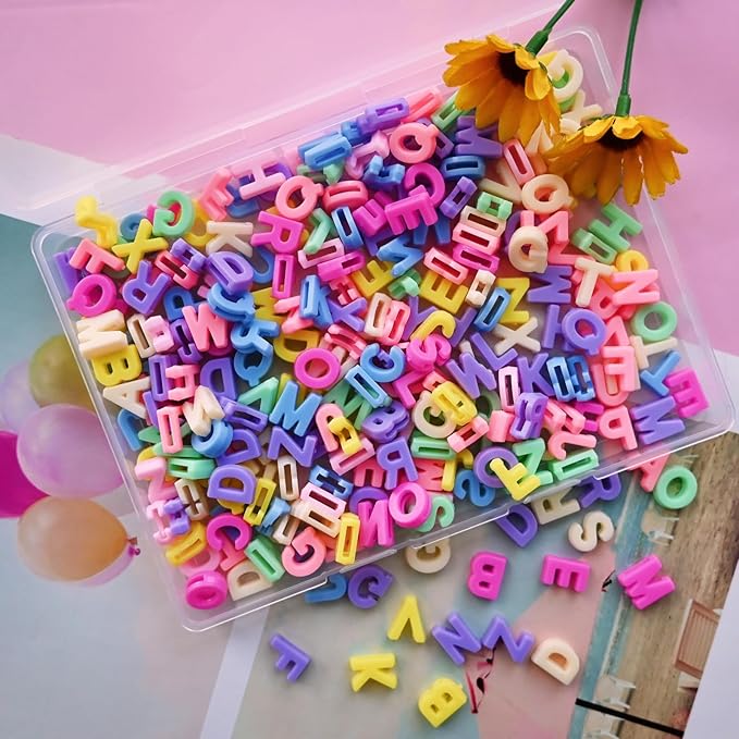 400pcs Macaroon Alphabet Letter Beads,Bulk A-Z Resin Pendants,3D Loose Letter Beads,Plastic Initial Charms for Jewelry Making,Key Chains,Crafts