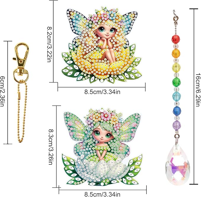 TDFERAN Diamond Pinting During Fairy Diamant Art Hanging Sign Onament Plant Pendants Wind Chimes Wall Hanging in Living Room Dorridor Diamond Art Hanging Sign Onamen Sunshine Catcher