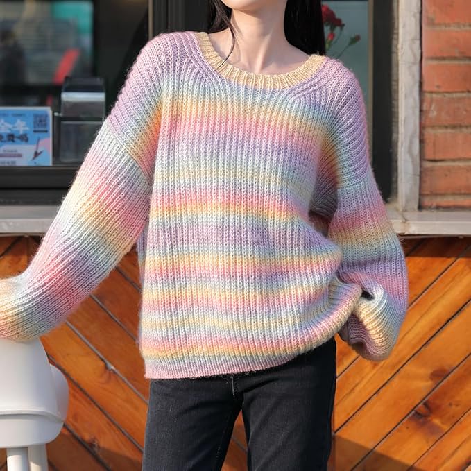 Crocheting Knitting-Gradient Cake Yarn, Soft Multicolor Medium-Fine Blended Yarn, Weight 100 Grams, Contains 60% Cotton 30% Acrylic 10% Wool. Suitable for Scarf, Gloves, Shawl, Blanket.(1171)