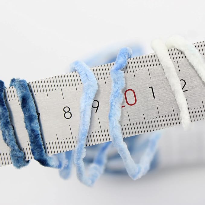 NICEEC 3 Skeins Soft Chenille Yarn Blanket Yarn for Knitting Fancy Yarn for Crochet Weaving DIY Craft Total Length 3×85m (3×93yds, 3×50g)_Blue White