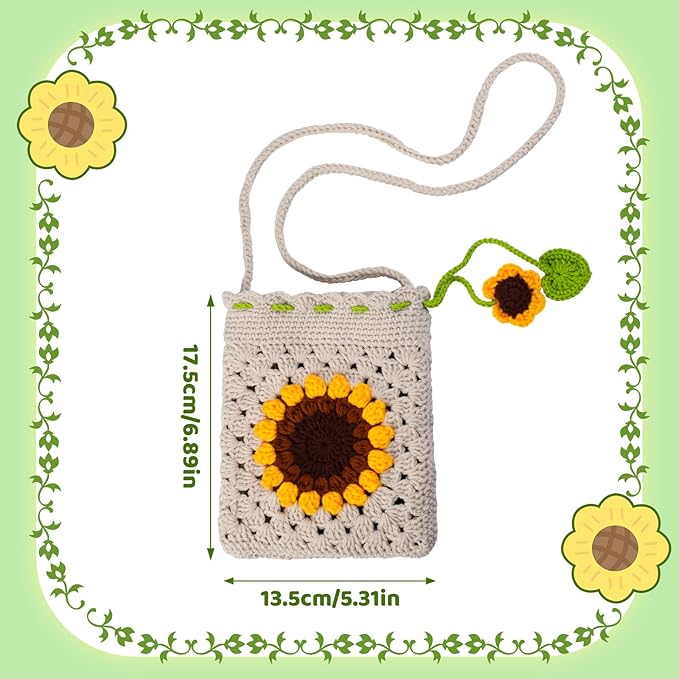 Pnytty Crochet Kit-Bag for Beginners, DIY Crochet Flower Bag Starters Craft Kniting Kits for Adults Include Crochet Yarn Hook Tools Supplies and Easy Step-by-Step Video Tutorials (Beige)