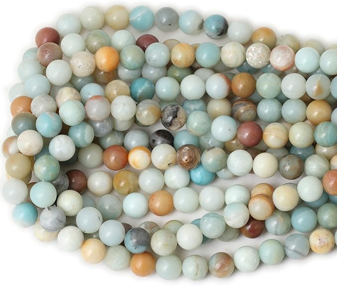 cheavian 35pcs 10mm natural mix color amazonite gemstone round loose beads stone beads for jewelry making diy 1 strand 15"