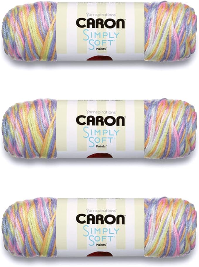 Caron Simply Soft Baby Brights Paints Yarn - 3 Pack of 141g/5oz - Acrylic - 4 Medium (Worsted) - 235 Yards - Knitting/Crochet