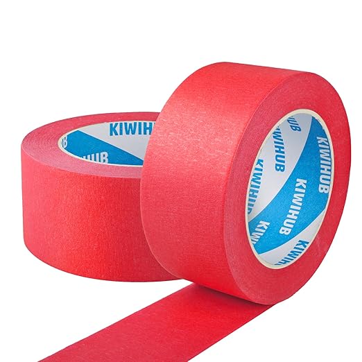 Red Painters Tape,2 inch x 60 Yards x 2 Rolls - Medium Adhesive Red Masking Tape for Painting,Labeling,DIY Crafting,Decoration and School Projects