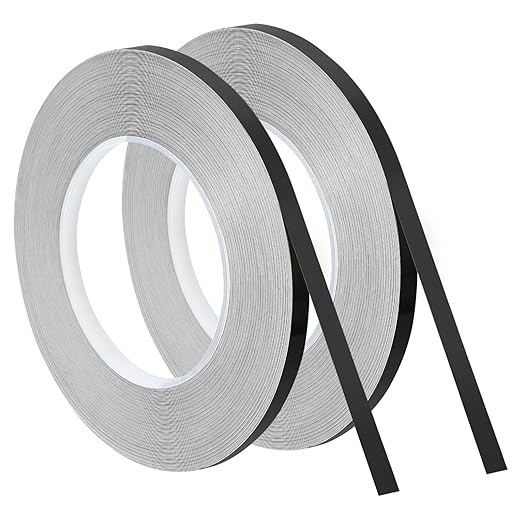 uxcell Metallic Tape, 0.31 in x 164 ft Self Adhesive Metalized Polyester Film Tape Waterproof Shiny Washi Tape for Wall Graphic Arts Gifts Wrapping Crafts Decoration, Gloss Black, 2 Pcs