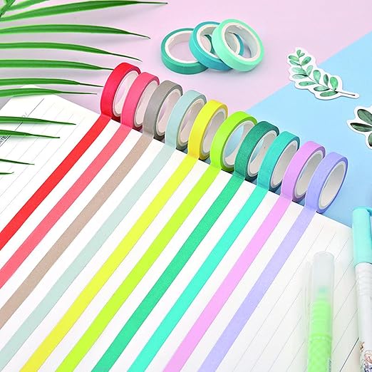 Washi Tape Set, 40 Rolls Thin Colored Masking Tape Set, Colored Duct Tape for Art, Scrapbook Tape, Christmas DIY Crafts, Decorative Craft Tape, Gift Packaging, Art Supplies, Labels