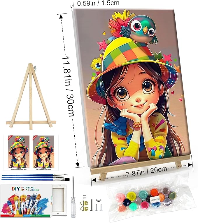 ATDMS Paint by Numbers Kit for Adults with Frame Cartoon Paint by Number with Easel Cartoon Character Adult Paint by Number Kits on Canvas Paint by Number with Frame for Home Wall Decor 8x12 Inch