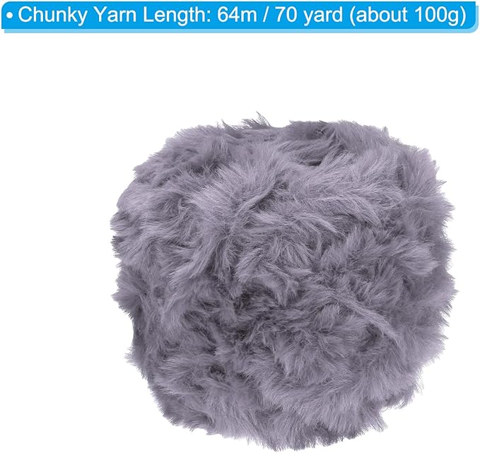 PATIKIL 70yds Faux Fur Yarn, Fuzzy Yarn Crochet Fluffy Yarn Soft Chunky Polyester Plush Fur Eyelash for Crocheting Knit Blanket Rug Sweater Scarf Hat Bear Craft, Violet Purple