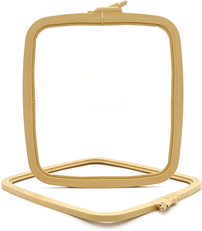 nurge square embroidery hoop - plastic cross stitch frame for needlepoint & embroidery - adjustable craft hoop - beige - no:4 (large)