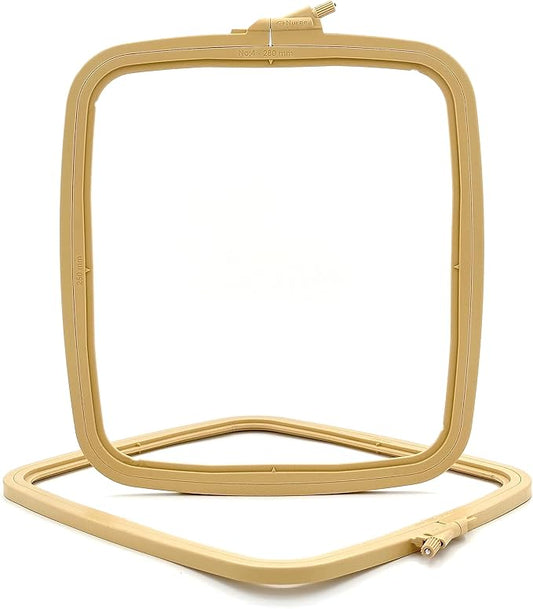 nurge square embroidery hoop - plastic cross stitch frame for needlepoint & embroidery - adjustable craft hoop - beige - no:4 (large)