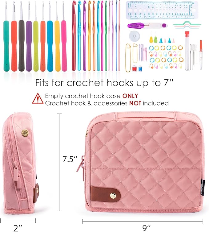 Empty Crochet Hook Case - Stand Up Crochet Hook Organizer with 30 Slots for Crochet Hooks & needles, Crochet Accessories - Crochet Needles Set for Crochet Lovers, Crochet Kit for Beginners