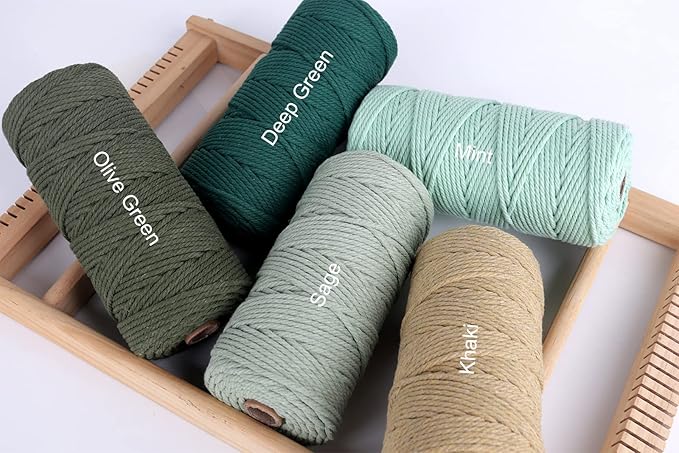 NOANTA Deep Green Macrame Cord 2mm x 220yards, Colored Macrame Rope, Cotton Rope Macrame Yarn, Colorful Cotton Craft Cord for Wall Hanging, Plant Hangers, Crafts, Knitting