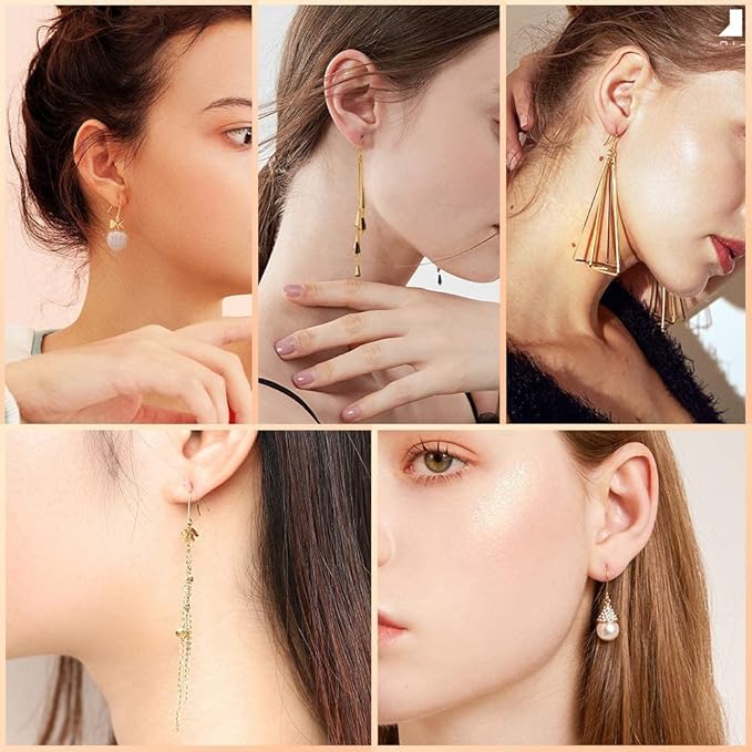 925 sterling earring hooks 200pcs silver+14k gold jewelry making supplies hypoallergenic ear wires fish hook earring findings with 200pcs clear rubber earrings backs for diy jewelry making bulk