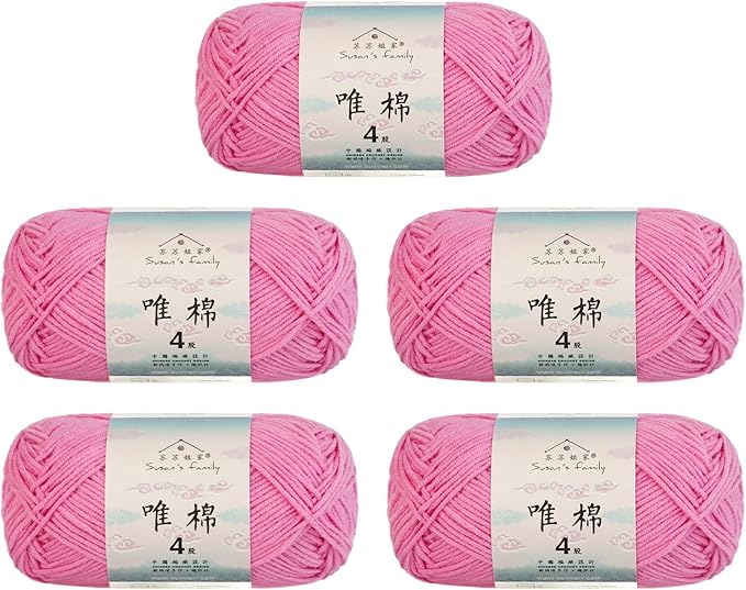 Susan's Family 4 ply 60% Cotton 40% Acrylic Yarn - Soft & Durable - 5 x 50g (1.76oz) - 655 Yards for Knitting & Crocheting - Baby Blankets, Amigurumi, Sweaters & More