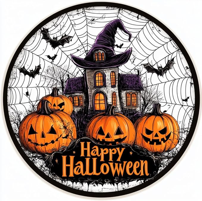 Wergund 5D DIY Halloween Diamond Art Hanging Kits, Hanging Diamond Art Pumpkin, Acrylic Special Shaped Rhinestone, Window Hanging Pendants for Home Wall Garden Front Door Outdoor Decor Gift(Halloween)