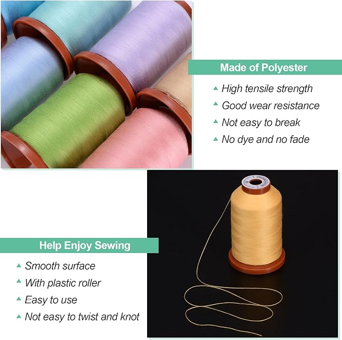 uxcell 40D/2 Sewing Thread 1100 Yards Polyester Household Sewing String Hand Stitching Polyester Cord for Clothing Stitching Shoe Bag Repairing DIY Craft Light Orange