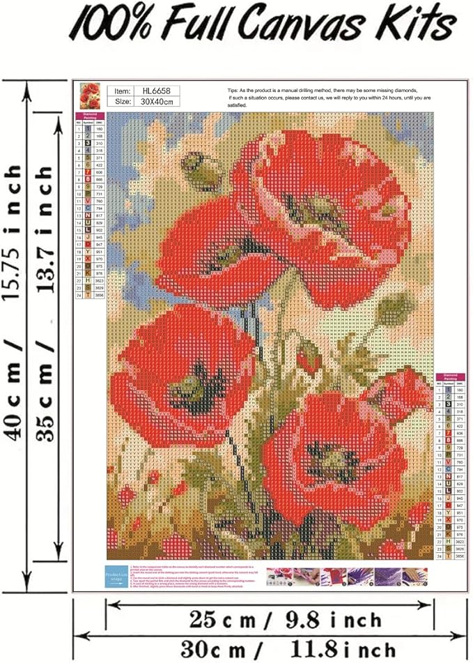 5D Diamond Painting Kits for Adults-Flower Diamond Art Kits for Adults Beginner, DIY Full Drill Diamond Dot Gem Painting for Home Wall Decor 12 x 16 inch