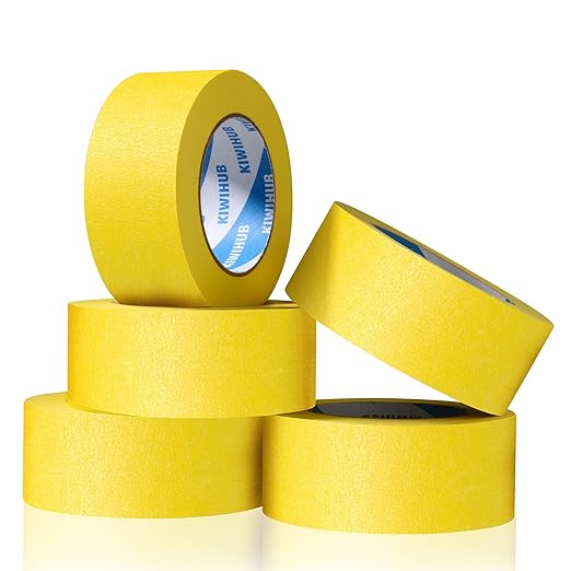 Yellow Painters Tape,2" x 60 Yards x 5 Rolls (300 Yards Total) - Medium Adhesive Masking Tape for Painting,Labeling,DIY Crafting,Decoration and School Projects