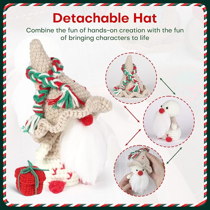 Crochet Set - Beginner Friendly Crochet Set with Step-by-Step Teaching Videos and Crochet Pattern Manuals (Apricot Christmas Dwarf)