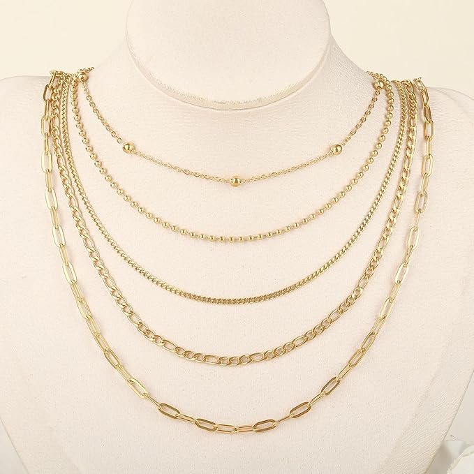 UMAOKANG 12 Meters 5 Rolls Stainless Steel Jewelry Making Chains Gold Plated Chain for Jewelry Making Jewelry Supplies Findings
