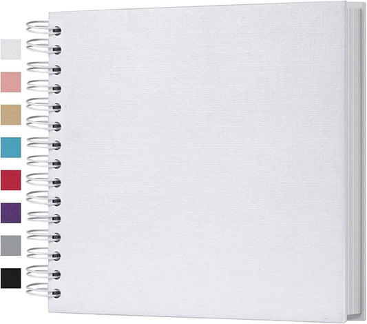 potricher 8 x 8 Inch DIY Scrapbook Photo Album 80 Pages Thick Kraft Blank White Paper Memory Book for Wedding and Anniversary Family (White, 8 Inch)